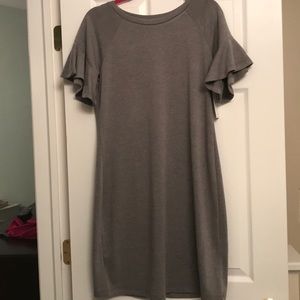 a.n.a gray flutter sleeve dress